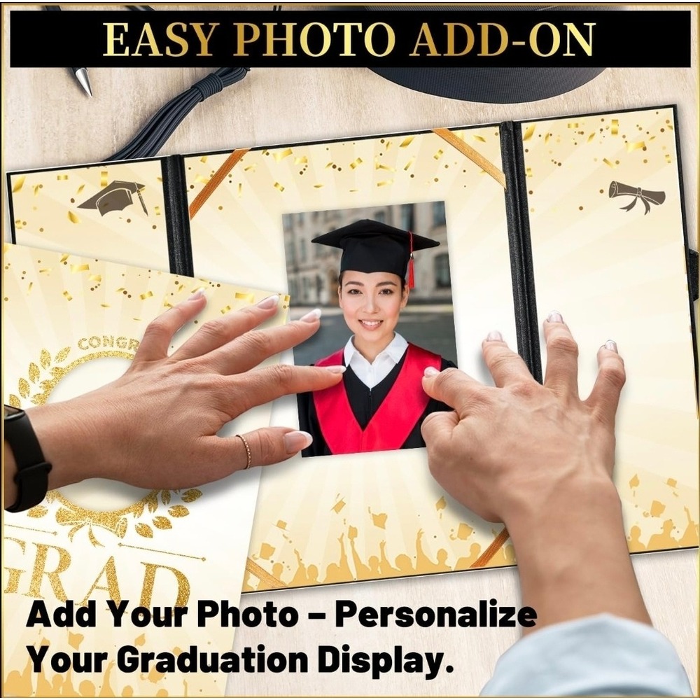 Graduation Guest Book 2026 Photo Folder Black Gold Tassel Pen Set - Picture 3 of 6